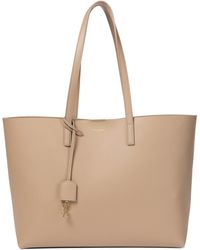 Saint Laurent Shopping E/w Leather Tote - Natural