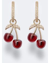 Sydney Evan - Cherry 14Kt Hoop Earrings With Garnets And Diamonds - Lyst