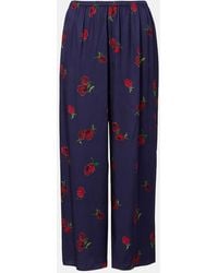 KHAITE - Mindy Printed Twill Wide-Leg Pants - Lyst