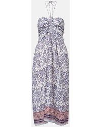 Velvet - Floral Ruched Cotton Midi Dress - Lyst