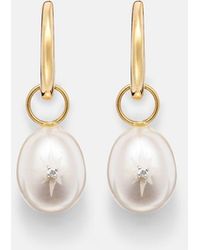 Mateo - 14Kt Drop Earrings With Pearls And Diamonds - Lyst