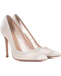 Gianvito Rossi Rania Crystal-embellished Court Shoes - White
