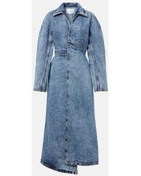 Alaïa - Alaã¯A Long Denim Spiral Trench - Lyst