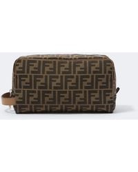 Fendi - Ff Zucca Small Leather-Trimmed Toiletry Bag - Lyst
