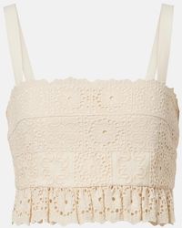 Elie Saab - Guipure Lace Ruffled Cotton And Silk Crop Top - Lyst