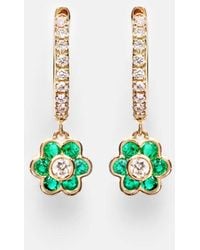 Anita Ko - Ohrringe Flora Aus 18Kt Gelbgold (750/1000) Mit Diamanten Und Smaragden - Lyst