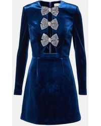 Rebecca Vallance - Vivicia Bow-Detail Velvet Minidress - Lyst