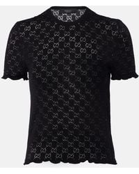 Gucci - Gg Cotton-Blend Devore T-Shirt - Lyst