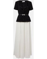Self-Portrait - Belted Pleated Chiffon Maxi Dress - Lyst