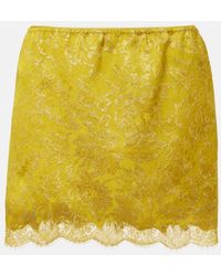 Saint Laurent - Lace-Trimmed Jacquard Lame Miniskirt - Lyst