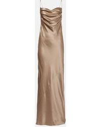Saint Laurent - Draped Silk Satin Gown - Lyst