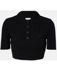 Courreges - Cropped-Polohemd Aus Rippstrick - Lyst