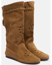 Isabel Marant - Welky Laser-Cut Suede Mid-Calf Boots - Lyst