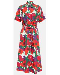 A.P.C. - Belted Floral Midi Dress - Lyst