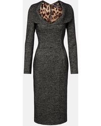 Dolce & Gabbana - Midikleid Aus Tweed - Lyst