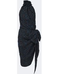 Balmain - Draped Jacquard Halterneck Midi Dress - Lyst