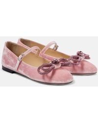 Mach & Mach - Double Bow Velvet Ballet Flats - Lyst