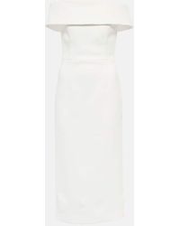 Rebecca Vallance - Bridal Amore Off-shoulder Crepe Midi Dress - Lyst