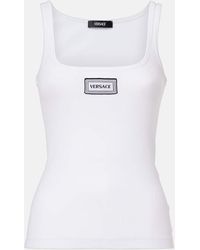 Versace - Top En Coton Melange A Logo - Lyst