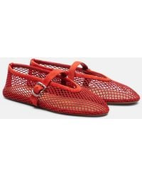 Alaïa - Suede-Trimmed Fishnet Ballet Flats - Lyst