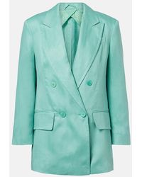 Max Mara - Olimpia Double-Breasted Herringbone Linen Blazer - Lyst