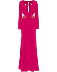 Marchesa notte Embellished Stretch-crêpe Gown - Pink