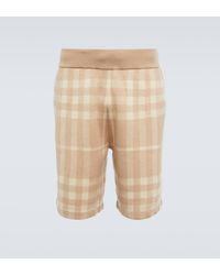 Burberry - Check Wool And Silk Biker Shorts - Lyst