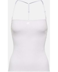 Courreges - Logo Halterneck Ribbed-Knit Tank Top - Lyst