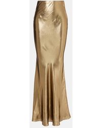 Self-Portrait - Metallic Satin Maxi Skirt - Lyst