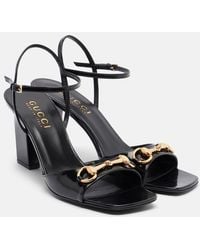 Gucci - Signora Horsebit Leather Slingback Sandals - Lyst