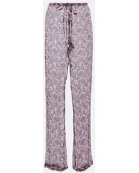 Dries Van Noten - Pachas Printed Silk Straight Pants - Lyst