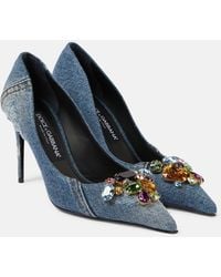 Dolce & Gabbana - Crystal-Embellished Denim Pumps - Lyst