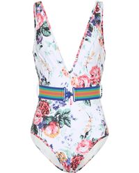 Zimmermann Bedruckter Badeanzug Allia - Weiß