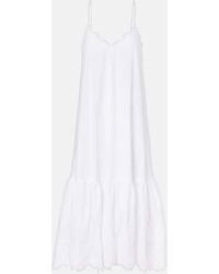 Juliet Dunn - Embroidered Cotton Poplin Midi Dress - Lyst