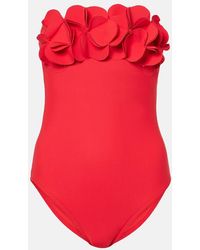 Karla Colletto - Tess Floral-Applique Bandeau Swimsuit - Lyst