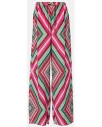 Valentino - Printed Silk Palazzo Pants - Lyst