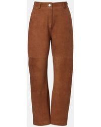 Rohe - Suede Barrel-Leg Pants - Lyst