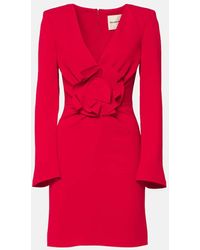 Roland Mouret - Floral-Applique Draped Cady Minidress - Lyst