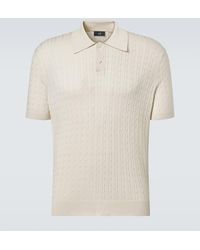 dunhill - Cable-Knit Cotton And Silk Polo Shirt - Lyst