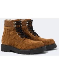 Bottega Veneta - Haddock Intrecciato Suede Lace-Up Boots - Lyst