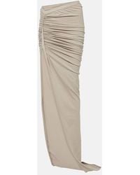Rick Owens - Ruched Cotton Jersey Maxi Skirt - Lyst