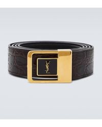 Saint Laurent - La 66 Croc-effect Leather Belt - Lyst