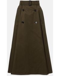 Burberry - Cotton Gabardine Midi Skirt - Lyst