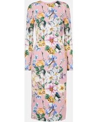 Dolce & Gabbana - Floral Silk-blend Midi Dress - Lyst