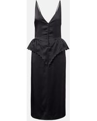 Stella McCartney - Open-Back Peplum Satin Midi Dress - Lyst