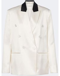 The Sei - Double-Breasted Silk Satin Blazer - Lyst
