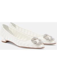 Manolo Blahnik - Hangisi Embellished Organza Ballet Flats - Lyst