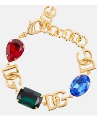 Dolce & Gabbana - Armband mit DG-Logo und mehrfarbigen Strasssteinen - Lyst