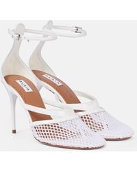 Alaïa - Infradito 90 Fishnet Patent Leather Pumps - Lyst