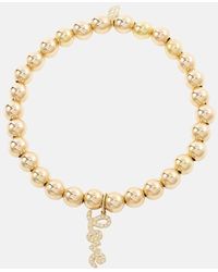 Sydney Evan - Love Script 14kt Gold Beaded Bracelet With Diamonds - Lyst